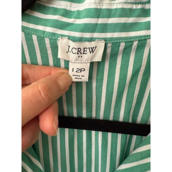 J. Crew Green & White Striped Dress Size 12P - Picture 6 of 11